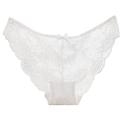 KELITCH Women's Briefs Scalloped Lace Hipster Thong Panties Bow Sexy Underwear