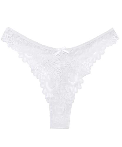 Murimia Sexy Seamless Thongs for Women Lace Underwear Breathable Low Rise T-Back Panties 1-5 Pack