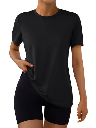 AUTOMET Women's Workout Tops Short Sleeve Gym Shirts Summer Athletic Yoga Tshirts Loose Fit Casual Clothes 2025