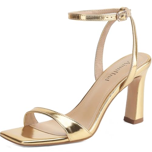 Women's Heeled Sandals Square Open Toe Chunky High Heels Ankle Strap Sandals for Women Prom Wedding Heels