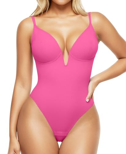 Popilush Shapewear Bodysuits for Women - Tummy Control Body Suits for Womens Deep V Corset Tops Thong Concert Outfits