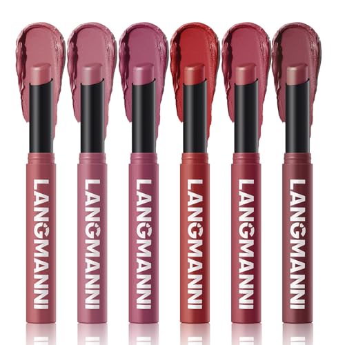 Matte Lipstick for Women Lipstick Matte Set with Retractable and Long-Lasting Pigmented Lip Sticks for Smoothly Lip Makeup (6 Pcs Dark Color Series)
