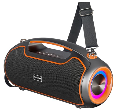Portable Bluetooth Speakers Wireless, 200W Peak Loud Sound and Deep Bass for Party, IP65 Waterproof Outdoor Speaker w/ 2*Subwoofer/Tweeter/DSP/Bass Boost/Fast Charging/TWS/TF/USB/AUX, 24H Playtime