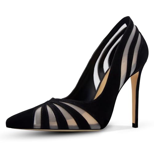 Women's Mesh Pumps Pointed Toe High Heels Closed Toe Comfortable Dress Office Work Shoes for Women