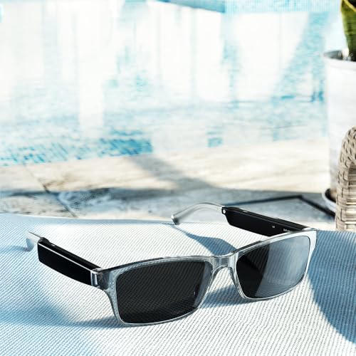 Amazon Echo Frames, an Alexa device (newest model), Smart glasses with Alexa, Modern Rectangle frames in Charcoal Gray with polarized sunglass lenses