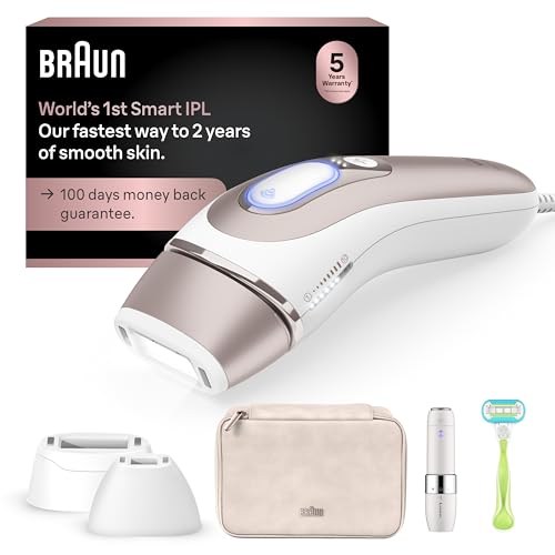 Braun Smart IPL, Skin i??Expert Pro 7: at Home Laser Hair Removal for Women and Men, Permanent Visible Hair Reduction, with Free App, Vanity Case, Venus Razor, 2 Smart Heads, Facial Trimmer, IPL7219