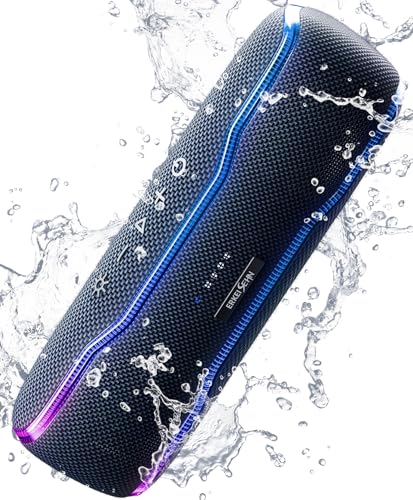 Portable Bluetooth Speaker, IPX7 Waterproof Wireless Speakers with Colorful Flashing Lights, 25W Super Bass 24H Playtime, 100ft Range, TWS Pairing for Outdoor, Home, Party, Beach, Birthday Gift
