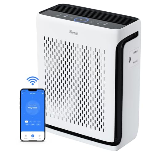 LEVOIT Air Purifier for Home Large Room Up to 1074Ft2 with Air Quality Monitor, AHAM VERIFIDE, Smart WiFi, Washable Pre-Filter, HEPA Sleep Mode for Pets, Allergies, Dust, Pollen, Vital 100S-P, White