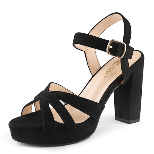 MERUMOTE Women's Open Toe Chunky High Heels Ankle Strap Platform Pump Shoes Buckle Party Sandals