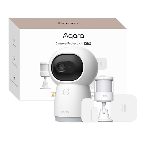 Aqara Camera Protect Kit Y100-4 Piece Wireless Home Security System with 2K Camera Hub G3, 3 Smart Sensors, HomeGuardian, Local Automation & 24/7 Alerts, Supports HomeKit, Google Home, Alexa