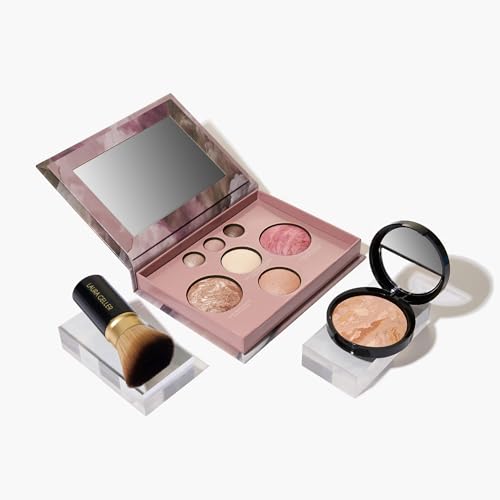 LAURA GELLER NEW YORK Baked Starter Kit: Baked Balance-n-Brighten Powder Foundation, Fair and Best of the Best Palette Blush Bronzer Highlighter Eyeshadow and Retractable Kabuki Brush