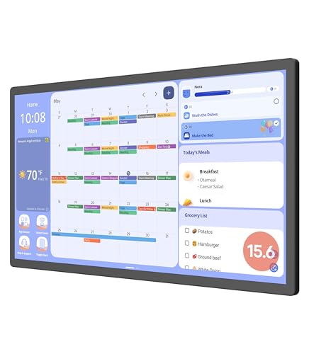 Cozyla 15.6'' Digital Calendar Wall Touch Screen Support Any Android Tablet Google Play Apps To Do List Notepad Chore Chart for Kids Meal Planner Wall Mount Smart Electronic Calendar for Family Black
