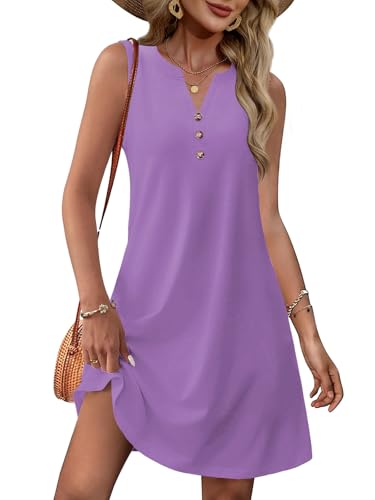 Women Summer Dresses 2025 Beach Fashion Vacation V Neck Sleeveless Sundresses Casual Work Dress