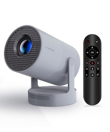 ??Electric Focus??Magcubic Mini Projector 4K Support, Smart Projector with WiFi 6 and Bluetooth 5.4, 5W Soundbase Speaker, 180?? Rotation, Portable Proyector for Home Theater HY300 Ultra (Grey)
