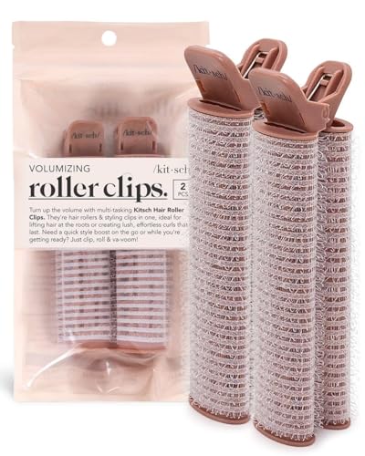 Kitsch Volumizing Hair Clips for Women - Hair Rollers for Volume & Curls - Volumizing Hair Products, Hair Roller Clips for Effortless Curls That Last - 2pc, Terracotta