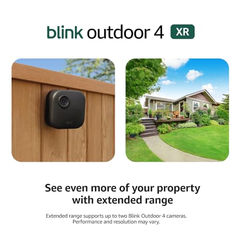 Blink Outdoor 4 XR (newest model) ?C two-year battery wireless camera with 4x security coverage, 1000 ft open-air range or 400 ft with typical use ?? 4 camera system