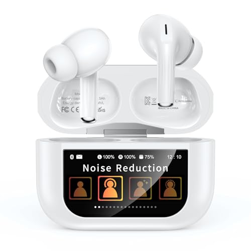 Wireless Earbuds, Bluetooth 5.4 Ear Buds with Multifunctional Touch Screen, ANC/ENC Noise Cancelling Headphones with 48H Playtime, Bass Stereo Sound, for Laptop, Android/iOS, Pad