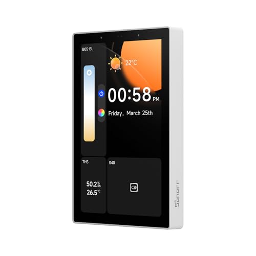 SONOFF NSPanel Pro 120 Smart Home Control Panel, Integrate Zigbee Gateway with Home Security, 4.7-inch large display with Monitoring energy use, Viewing cameras, Thermostat, Browsing the web(White)