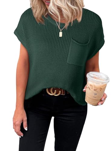 Dokotoo Women's Casual Short Sleeve Loose Tunic Tops Lightweight Knit Spring Pullover Sweater Blouses