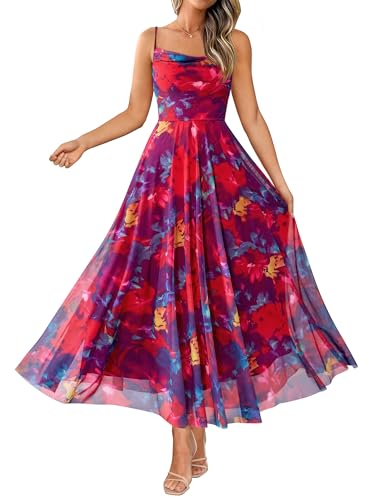 BTFBM Women Summer Floral Maxi Dresses Elegant Spaghetti Strap Dress Printed Party Dress Beach Long Dresses