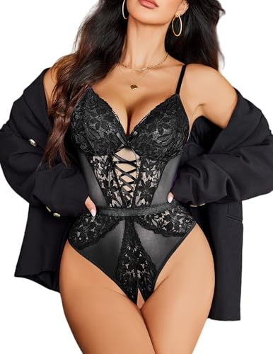 Avidlove Sexy Lingerie for Women Lace Teddy Lingerie Cut Out One Piece Lingerie Bodysuit Top Clubwear